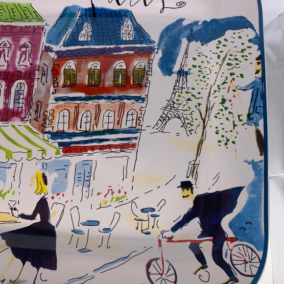 Rosanna Paris Cafe Eiffel Tower 11" Square Dinner, Serve, Display Plate Retired - Picture 2 of 5